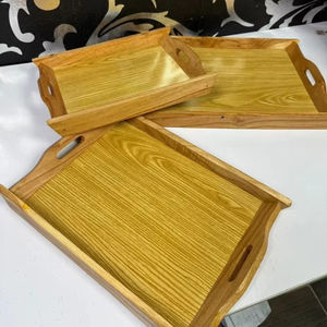 Bandeja de Madera Natural Hecha a Mano para Servir Comida, Bebidas y Aperitivos en el Hogar, para Mesa de Comedor y Suministro al por Mayor para Restaurantes - Product Image 1