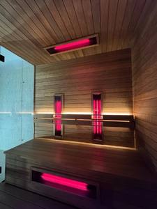 ซาวน่าติดผนัง Senxing แผงไม้ธรรมชาติ กระจกเต็มบาน แผงทำความร้อนอินฟราเรดสีแดง คุณภาพพรีเมียมเพื่อสุขภาพที่บ้าน - Product Image 3