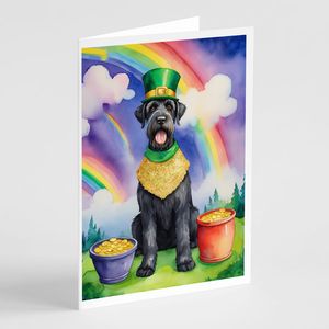 Whimsical St Patrick's Day Tarjetas de felicitación Paquete de 8 Schnauzer gigante Diseño A7 Tamaño 5x7 Tarjetas de notas en blanco con sobres - Product Image 1