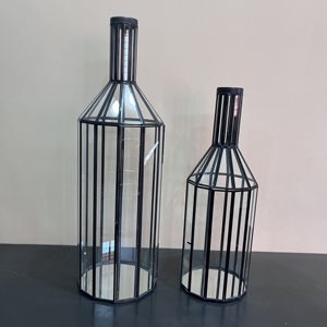 Modern Iron Glass <b>Lantern</b> <b>Set</b> of 2 Handmade Geometric Table <b>Lantern</b> Decorative Candle Holder for Home Wedding Hotel Decor - Product Image 2