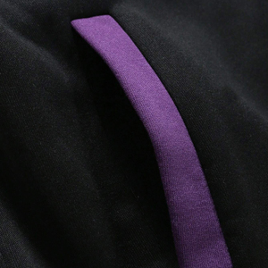 Custom Two Tone Varsity Jacket Black Purple Sleeves Contrast Ribbed Cuff Men Baseball Jacket Blank Fleece Bomber Jackets - Product Image 5