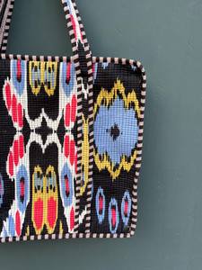 Sac fourre-tout matelassé en coton imprimé au bloc, sac à bandoulière zippé, sacs de courses souples, sacs portables d'été, prix de gros - Product Image 4