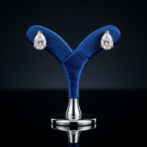 Boucles d'oreilles en forme de goutte d'eau avec diamants de laboratoire taille poire 2 carats, en or rose massif 14K plaqué rhodium, 1 carat chacune, bijoux fins de mariée - Product Image 3