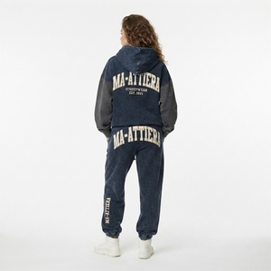 Custom Washed Oversized Hoodie and <b>Jogger</b> Sweatpants Set <b>Women</b> Cotton <b>Fleece</b> Streetwear Tracksuit OEM ODM - Product Image 2
