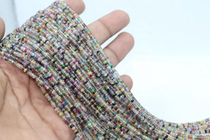 Cuentas Sueltas de Zafiro Natural Multicolor, Forma Redonda Facetada, 3 mm, 16 Pulgadas, para la Elaboración de Joyas - Product Image 5