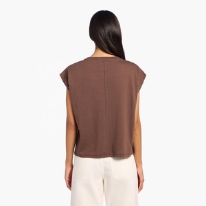 Hot-selling New 100% Cotton Streetwear Solid-Color O-Neck Women's Cap Sleeve Loose Jersey Cap Sleeve T-shirt Summer Women <b>TShirt</b> - Product Image 2
