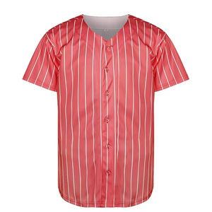 Camiseta de Béisbol Personalizada con Rayas Rojas, Manga Corta, Cuello en V, Transpirable, de Poliéster, para Hombres Adultos, para Todas las Temporadas - Product Image 2