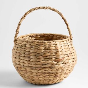 Cesta de Jacinto de Agua para Halloween con Asas, Cesta Tejida con Forma de Calabaza, Cesta de Almacenamiento Rústica Estilo Boho y Decoración Otoñal para el Hogar - Product Image 4