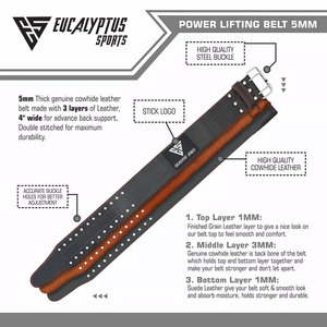 Hot bán đôi prong tạ vành đai 6 mét da bò non-Slip Unisex phòng tập thể dục deadlifting tập thể dục eo hỗ trợ PowerLifting - Product Image 3