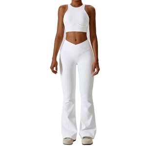 Ensemble de yoga sans couture pour femmes soutien-gorge de sport et leggings de gymnastique 2 pièces survêtements côtelés de fitness vêtements de sport pour la gym et le yoga - Product Image 6