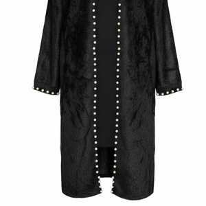 Cárdigan largo de punto con abertura frontal Jack and Jill Black Pearl, elegante abrigo de invierno para mujer - Product Image 5