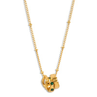 Collier pendentif triple anneaux entrelacés avec zircon vert, ras-de-cou minimaliste en acier inoxydable pour femme, bijou tendance, cadeau