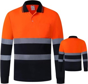Camiseta Polo de Manga Larga de Alta Visibilidad con Bandas Reflectantes, Diseño Multibolsillos, Ropa de Trabajo Protectora de Alta Visibilidad para Hombre - Product Image 5