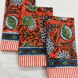 Handmade Hand Block Printed 100% Cotton Napkins Eco-friendly Vintage Square 16x16" Natural Disposable Machine Washable - Product Image 3