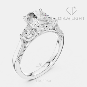 Bague de fiançailles en or blanc 14 carats avec diamant de laboratoire de 1,77 carat, coupe ovale, bague de mariée, certifiée IGI, bijoux fins, cadeau pour femme - Product Image 2