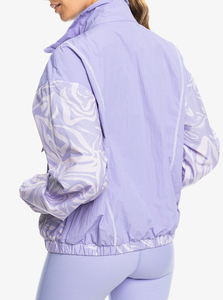 Light Blue Floral Print Quarter-<b>Zip</b> Racer <b>Jacket</b> Unisex Sporty Quick Dry Polyester Spring Wear - Product Image 3