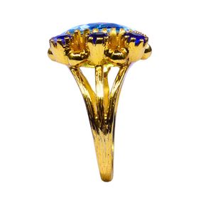Anillo Clásico de Plata de Ley 925 Chapado en Oro con Topacio Azul y Cianita para Mujer, Joyería para Bodas - Product Image 4