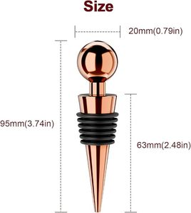 Bouchon de bouteille de vin en cuivre 95 mm, bouchon d'étanchéité métallique avec fermeture en caoutchouc strié, qualité alimentaire, réutilisable pour bouteilles de vin - Product Image 1