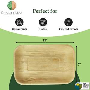 Vassoio in Foglia di Palma Naturale 11 x 7 Pollici - Decorazione per Tavola e Stoviglie per Feste - Product Image 5