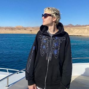 Nouveau Unisexe Full Zip up personnalisé surdimensionné coton à capuche décontracté Full Zip Print unisexe Couple polaire vêtements - Product Image 5