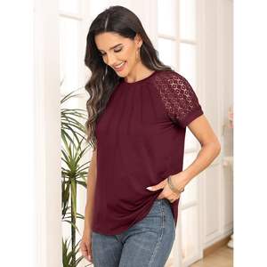 2025, camisetas de verano para mujer, camisas de negocios de manga corta a la moda, blusas de seda informales para trajes de vacaciones de primavera, talla XL - Product Image 1