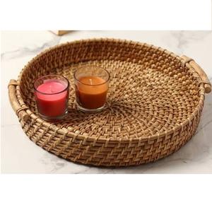 Decoración de mesa para fiesta de bodas, bandeja de ratán, último diseño, bandeja redonda de madera para servir, para uso doméstico. - Product Image 1
