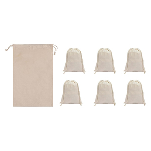 <b>Light</b> Color Scheme Cotton Drawstring Backpack Storage Pouch Unisex Convenient <b>Rope</b> Closure Bag For Hand Carry - Product Image 3