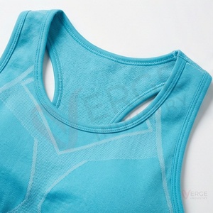 Ensemble de yoga 2 pièces pour femme : Soutien-gorge de sport dos nageur et Legging taille haute, bleu uni, Tenue de sport - Product Image 4
