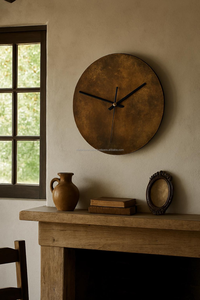 Handcrafted Brass Wall <b>Clock</b> Luxury Brushed Brass Antique Gold Patina Silent <b>Battery</b> Living Room Hotel Deco - Product Image 3