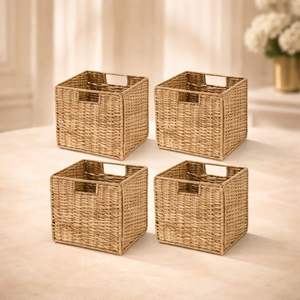 Panier de rangement tissé à la main avec deux poignées, organisateur élégant pour la lessive, les jouets, les plantes, le salon, la décoration de la maison - Product Image 5