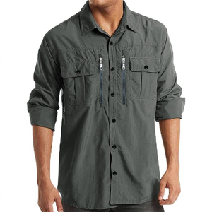 Camisa de trabajo de manga corta para hombre, talla grande, de algodón, con botones, cuello redondo, dos bolsillos, uniforme. - Product Image 4