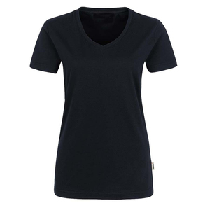 Collection d'été – T-shirt femme col en V, logo personnalisé, extensible, coupe classique, 100 % coton écologique, service OEM, vente en gros - Product Image 1