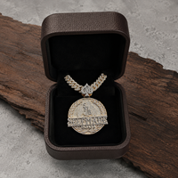 Pendentif médaillon Hip Hop personnalisé fait main, ensemble chaîne cubaine Miami, micro-pavé Moissanite, plaqué or, argent 925, bijoux de luxe
