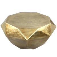 Table basse portable artisanale en métal et bois, finition bronze, design martelé, grande taille, moderne, très vendue pour salon