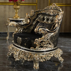 Juego de Sofás de Madera de Teca Real de Lujo, Estilo Europeo Clásico, Tallado a Mano, Ecológico, Muebles para Sala de Estar de Apartamento - Product Image 4