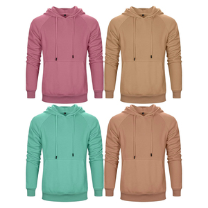 Sweat-shirt à capuche en molleton épais à manches raglan, personnalisable avec logo, vierge, uni, style streetwear - Product Image 2