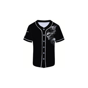 Maillot de baseball pour homme, col en V, imprimé, personnalisable avec le nom de l'équipe, boutons, manches courtes, respirant, séchage rapide, polyester/coton - Product Image 1