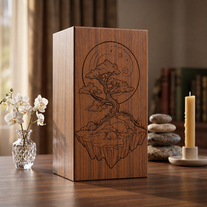 Handcrafted Wooden Urn <b>Box</b> Engraved <b>Memorial</b> <b>Keepsake</b> Cremation Urn American Style for Home Remembrance - Product Image 2