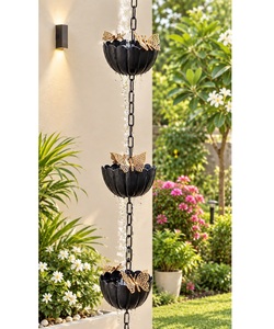 Chaîne de pluie carrée moderne et traditionnelle de haute qualité, faite à la main, en cuivre poli, design personnalisable, noire, pour jardin extérieur - Product Image 2