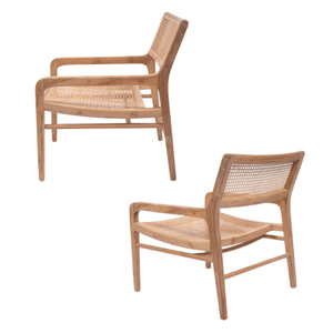 Silla de Comedor con Brazos de Teca Natural y Ratán, Muebles para Hogar y Jardín, Silla de Comedor con Brazos de Teca - Product Image 6