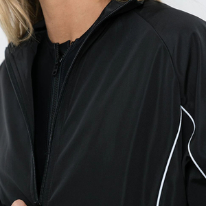 Ensemble de survêtement réfléchissant noir pour femme, manches longues, col rond, fermeture éclair, coupe sportive, respirant, en Spandex/Coton, 2 pièces, pour l'hiver - Product Image 6