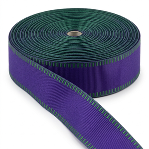 Ruban gros-grain plissé violet royal et vert de 25 mm pour fournisseur de pinces de boutique, boîtes à dragées, corsages, décoration d'événements, artisanat DIY - Product Image 4