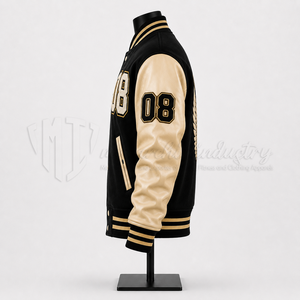 Blouson universitaire unisexe personnalisé noir et or respirant et écologique pour l'hiver, style streetwear, avec logo sur mesure - Product Image 5
