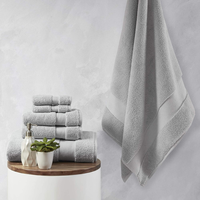 Solid Color Cotton Towel Set Rectangular Plain Dyed Home Use Skin-Friendly Bath/ Hand Towels Low MOQ
