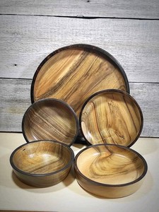 Juego de 8 tazones de madera de primera calidad, recién llegados, con soporte de diseño de metal de alta calidad para decoración de mesa y uso en la cena. - Product Image 4