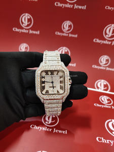 Iced Out Moissanite Hip Hop montres Bling en acier inoxydable mécanique à la main diamant montres pour hommes montres-bracelets pour cadeau - Product Image 2