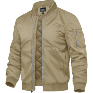 Blouson bomber bordeaux pour homme, fermeture éclair, col montant, vêtement d'extérieur décontracté, coupe-vent, pour l'automne et l'hiver - Product Image 5