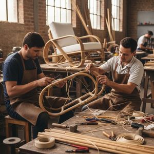 Chaises de salle à manger en rotin naturel, chaise de salle à manger en rotin tissé à la main, structure en bois massif, meubles modernes pour la cuisine et la salle à manger - Product Image 4