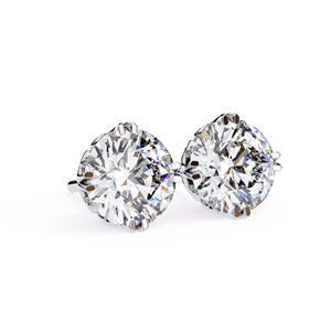 Boucles d'oreilles clous en moissanite taille ronde 2,5 carats chacune, or massif 14 carats, style vintage, 7x7 mm, bijoux de luxe unisexe - Product Image 4