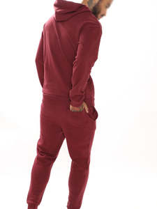 <b>Mens</b> Maroon Tracksuit with Hood and Front pocket pullover Jacket Slim Fit <b>Jogger</b> Set Casual Sportswear OEM - Product Image 2